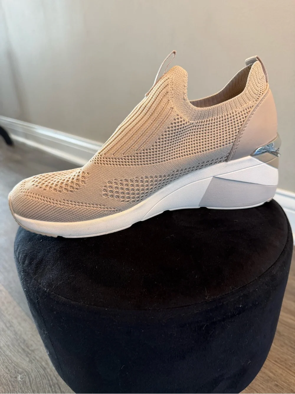 Mark Nason Beige Knit Slip-On Platform Sneaker